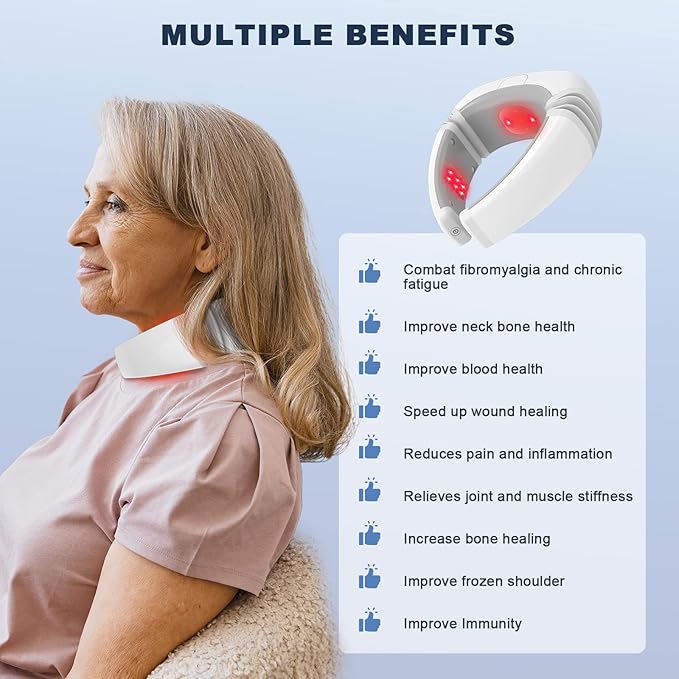 Red Light Therapy for Neck Pain Relief, Cold Laser Therapy Device, 650nm and 808nm Infrared Light Therapy Device, Cordless Neck Cervical Spine Alignment Spondylosis Heated Device