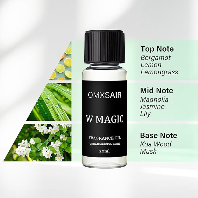 Luxury Hotel Scent W Maigc Oil Diffuser Refill Kit | Long Lasting Essential Oil for Large Room, HVAC & Car Waterless Fragrance Diffusers| Nanotech Formula| Spa Calming Aromatherapy Oil (20ml/0.7FL oz)