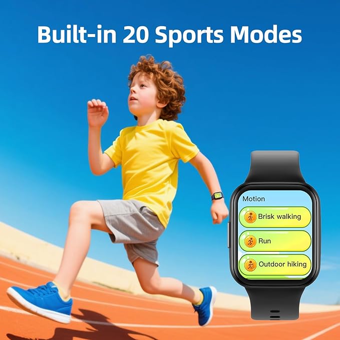Parsonver Kids Smart Watch with Parent-Child Task & Reward System, Fun Fitness Tracker with 20 Sports Modes, Heart Rate & Sleep Monitor, IP68 Waterproof, Great Birthday Gift for Boys Girls 5-16, Black
