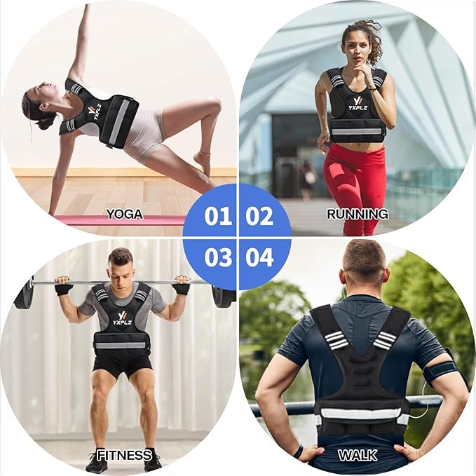 Weighted Vest Women Men - Adjustable Weighted Vest Woman with 6 Ironsand Weights, 4-10lb/11-20lb/21-32lb Vest for Walking, Running, Fitness, Strength Training, Workouts