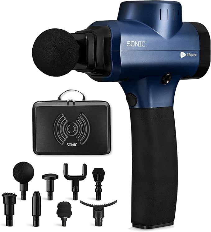 LifePro Massage Gun & Holder (Sold Separately) – Percussion Muscle Massager for Athletes with 8 Heads & 6 Speeds – Deep Tissue Back Muscle Extender for Recovery