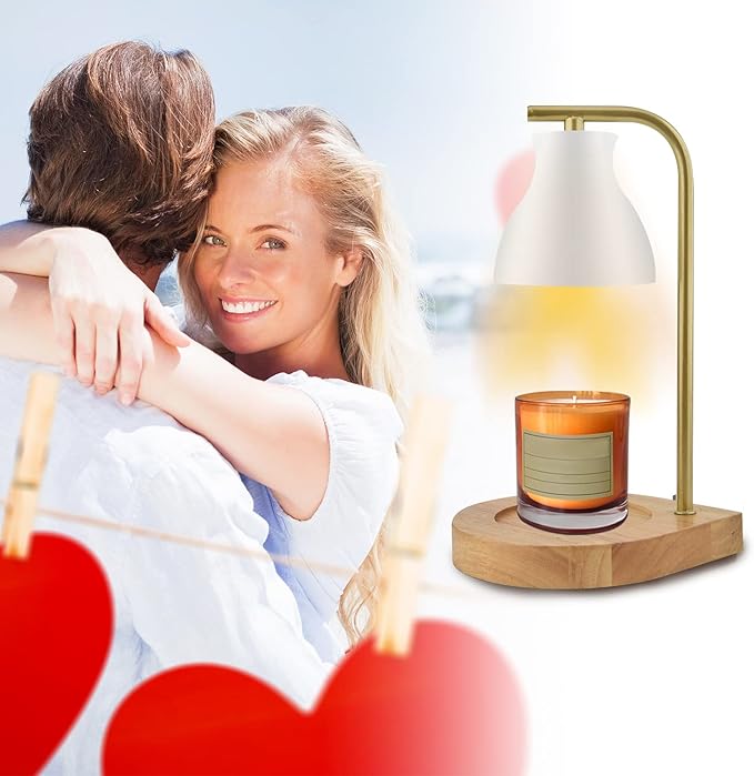 SOKCVSEA Candle Warmer Lamp - Candle Lamp Warmer with Dimmable, Birthday Gifts for Mom Women, House Warming Gifts New Home Decor, Wax Melt Warmer with 2 Bulbs D.White Gold
