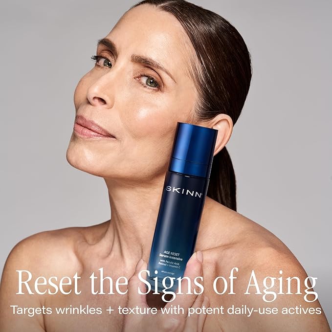 SKINN Deep Wrinkle Facial Serum, Intensive Age Reset - Anti Wrinkle Repair Skincare for Face - Hydrating & Plumping Anti Aging Serum Reduces Fine Lines - Ferulic Acid, Retinol & Vitamin C
