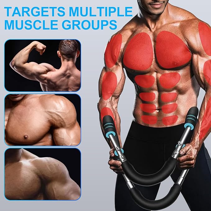Adjustable Power Twister Bar: Arm and Chest Muscle Trainer, Gorilla Bar for Chest Workout, Arm Twister Exerciser, Chest Clip Muscle Trainer, Home Fitness Equipment