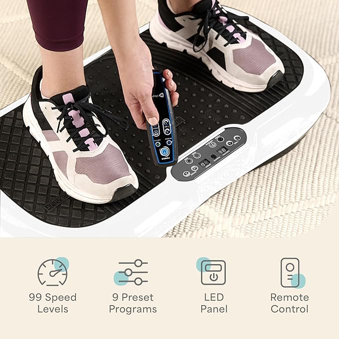 Lifepro Waver Vibration Plate Exercise Machine for Lymphatic Drainage, Muscle Activation, Full-Body Workout Vibrating Platform with Loop Bands, Fitness Equipment for Strength Toning & Fat Loss
