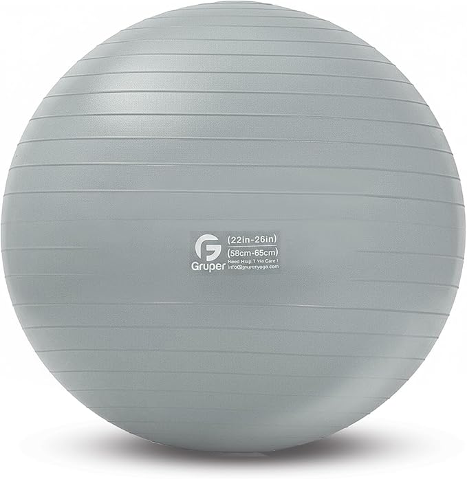 Gruper Yoga Ball and Pilates Ball,4 Sizes Exercise Ball for Fitness, Workout, Pregnancy and Physical Therapy,Quick Pump Included,Great as Yoga Ball Chair for Office or Home Gym Equipment