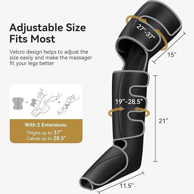 FIT KING Full Leg Massager with Heat, Air Compression Massager for Foot Calf & Thigh Muscle Relaxation and Recovery, Helpful for Pain Relief,Swelling, Edema and RLS