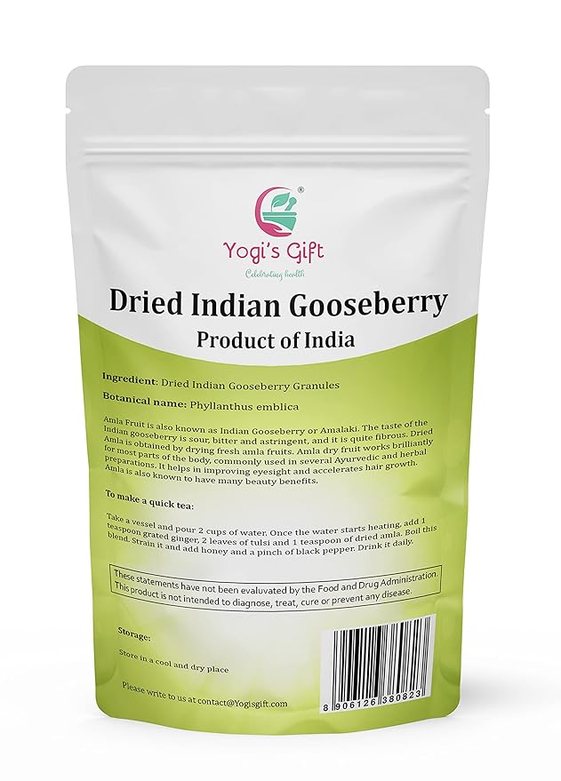Dried Amla/Gooseberry Cut & Sifted 1 LB | Rich in Vitamin C, Fibre | Phyllanthus emblica | by Yogi's Giftยฎ
