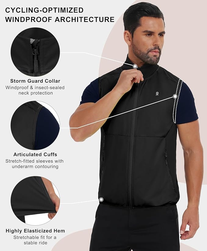 Little Donkey Andy Men's Water-resistant Outerwear Vests, Stretch Windproof Vest for Cycling, Running, Golf