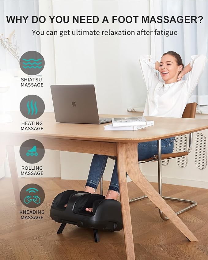 Nekteck Foot Massager with Heat, FSA Eligible Shiatsu Leg Massager for Circulation and Pain Relief, HAS Air Compression Foot Massage Machine for Plantar Fasciitis Neuropathy Calf Arm Muscle Relax