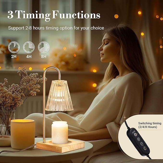 Marycele Candle Warmer Lamp with Timer, Vintage Amber Nightstand Candle Warming Lamp for Home Room Decor, Dimmable Wax Warmer for Jar Candles, Wedding Registry Gifts for Women Couples 2025