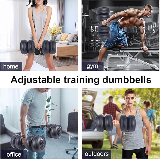 Water Filled Dumbbells Set - Water Filled Weights - Portable Travel Weights - Weights Adjustable Dumbbells - Portable Fitness Equipment - Strength Training - Fitness and Shaping