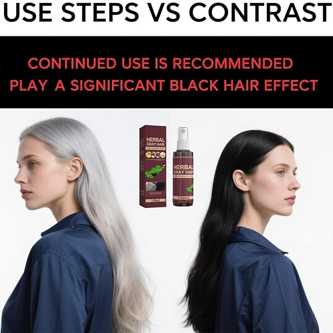 Herbal Gray Hair, Hair Darkening Conditioner Spray, Herbal Hair Coloring Spray, Hair Coloring Essence for 4 Weeks Gradual Results,Natural Hair Darkening Conditioner for Color Revival (2pcs)