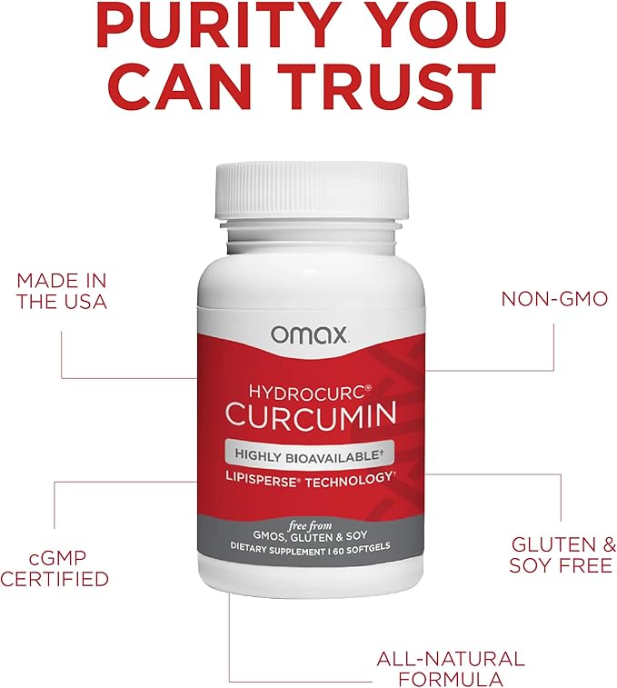 Omax3 HydroCurc Turmeric Curcumin Softgels, Highly Bioavailable, Nanoparticle Potency & Absorption (60 Softgels)