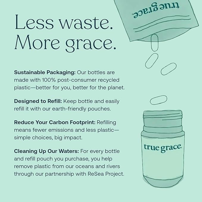 True Grace One Daily Women’s Multivitamin 40+ Fermented Minerals, Organic Adaptogens & Mushrooms Energy, Immune, Bone Support - Non-GMO - Iron, Gluten & Soy Free - 90 Vegan Tablets