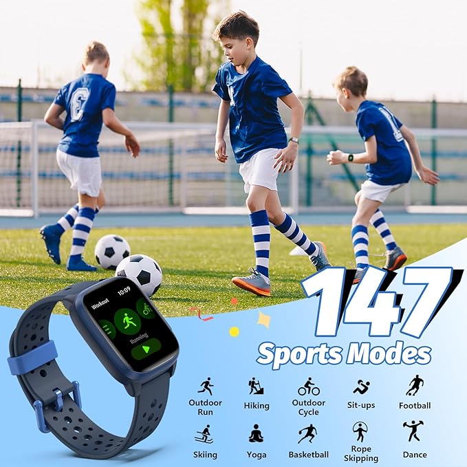 Kids Watch with 140 Sports Modes, 1.5" Kids Fitness Tracker, Girls Smart Watch, No APP/Phone Required, Sleep Monitor, Heart Rate, Puzzle Games, IP68 Waterproof, Gifts for Boys Girls Aged 6-15