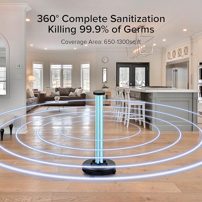 SANSI 120W UVC Disinfection Cart with Wheels, Portable Mobile UV Light Sanitizer with Remote & 3 Timer Settings, Ozone-Free, 99.9% Germ Kill in 30 Mins for Large Space, Home, Hotel, School