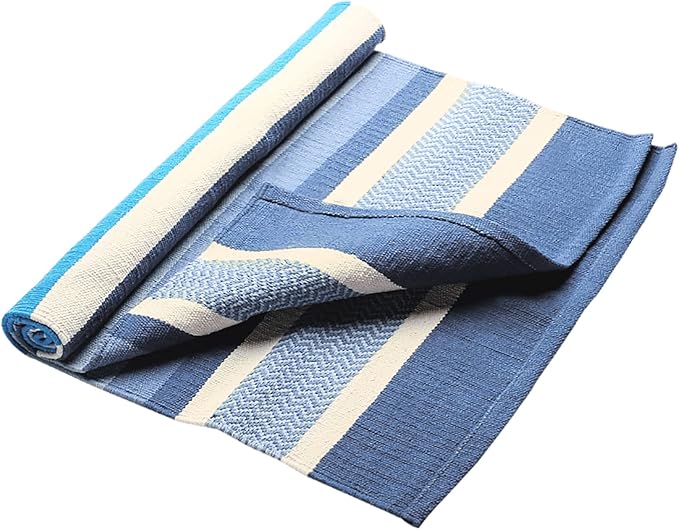Hugger Mugger Cotton Yoga Rug - Absorbent, Grippy Tight Weave, Ashtanga and Hot Yoga Rug, Helps with Slippery Hands and Feet