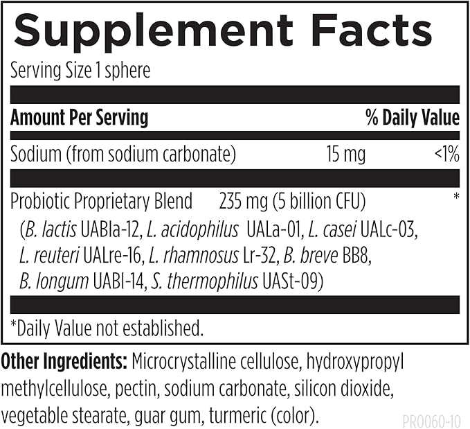 Designs for Health Probiotic Synergy Spheres - Patented Controlled Release Probiotic Spheres - Supplement for Adults with Bifidobacterium Longum + L Acidophilus (60 Spheres)