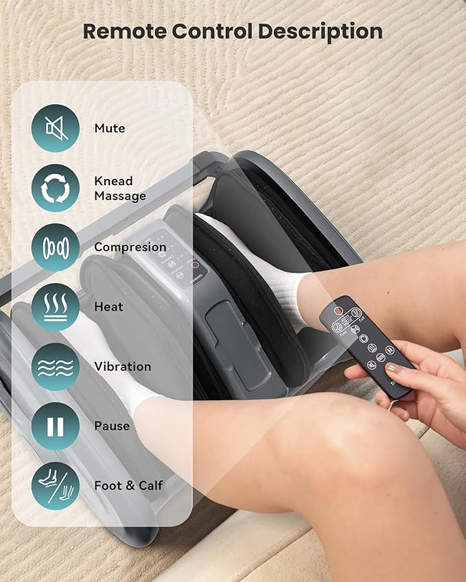 Snailax Foot Massager, Foot Calf Massager with Heat, Leg Massager with Compression, Kneading, Vibration, Shiatus Foot Massager Machine