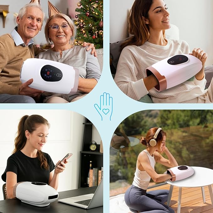 Hand Massager with Heat and Compression โ 6 Intensities, 6 Massage Modes, 3 Heat Levels, 2 Vibration Modes, Hand & Wrist Pain Relief for Arthritis & Carpal Tunnel, Relaxing Gift for Women & Men