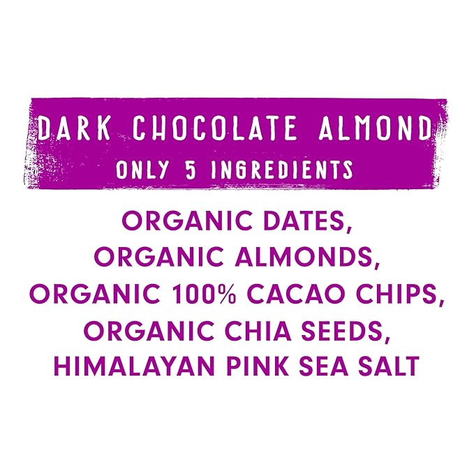JONESBAR (Dark Chocolate Almond, (12 Count (Pack of 1)), USDA Organic Fruit & Nut Bar, Non-GMO, Kosher, Vegan, Gluten Free, Simple Snack Bar