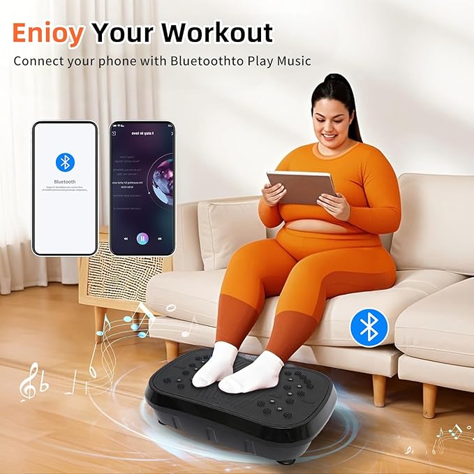ALSO GO Vibration Plate Exercise Machine, 3 Workout Modes & 120-Level Vibration Platform for Weight Loss/Lymphatic Drainage, 400lbs Capacity Vibration Board with Resistance Bands for Full Body Workout