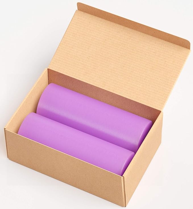 Set of 2 Pillar Candles 3" x 8" Unscented Handpoured Weddings, Home Decoration, Restaurants, Spa, Church Smokeless Cotton Wick - Lilac