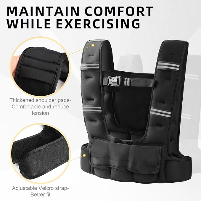 Prodigen Adjustable Weighted Vest Woman, 4-12lb/10-18lb Weight Vest with 6 Removable Weight Bags and Pocket | Weight Vest Men and Women for Walking, Running, Weight Loss, Strength Training