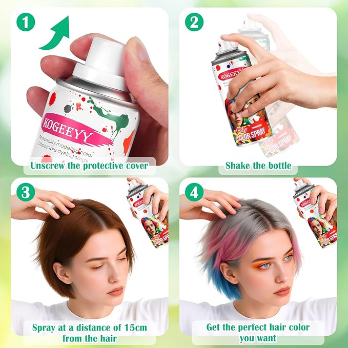 White Hair Spray Color Temporary Hair Color Spray for Kids Women Men, Washable Temporary White Hair Dye Paint, Hair Color Wax Hairspray for Halloween Cosplay Festival Party Costume Makeup DIY, 4.06 oz