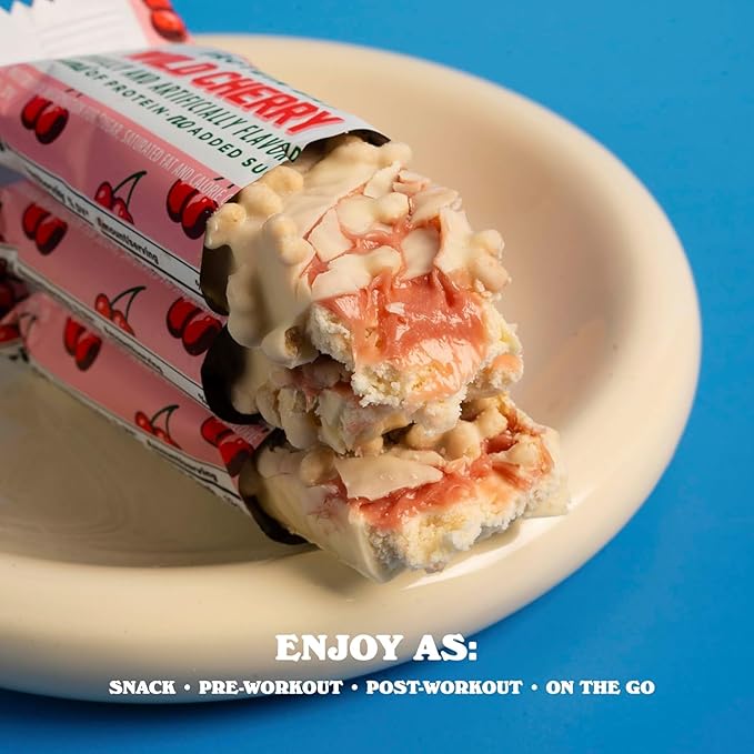 Barebells Protein Bars Wild Cherry - 12 Count, 1.94 oz Bars - Snacks with 20g of High Protein - Chocolate Nutrition Bar with 1g of Total Sugars - On The Go Snack & Breakfast Bars