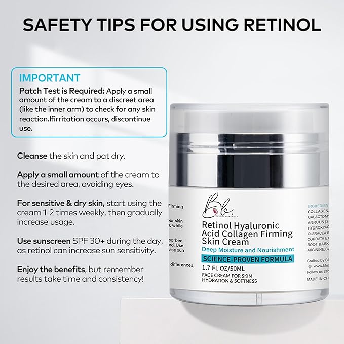 Retinol Moisturizer for Face – Anti Aging Cream with Hyaluronic Acid & Collagen – Deep Hydration, Firming & Wrinkle Reduction – 1.7 fl oz