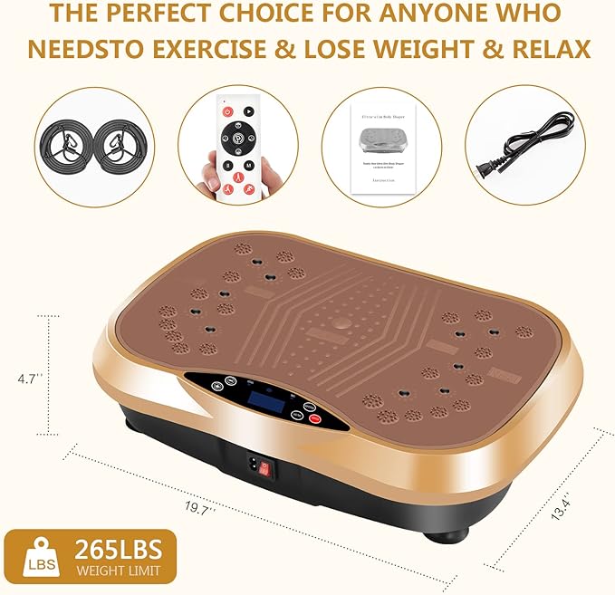 Vibration Plate Exercise Machine - Full Body Workout Vibration Platform with Loop Bands & Remote Control for Home Fitness & Weight Loss & Muscle Toning
