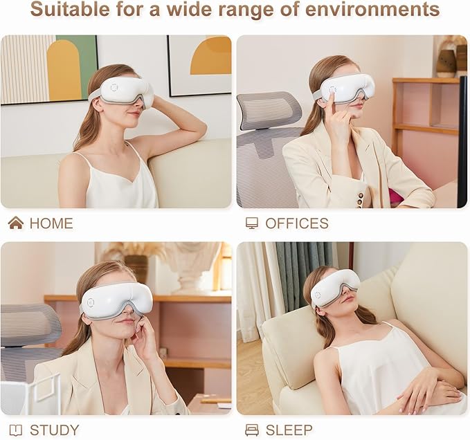 Eye Massager with Heat, Heated Eye Massager with Eye Massage, Eye Gifts with 5 Massage Modes and 180° Folding Design, Comfort & Portable, Perfect for Home, Office, or Travel