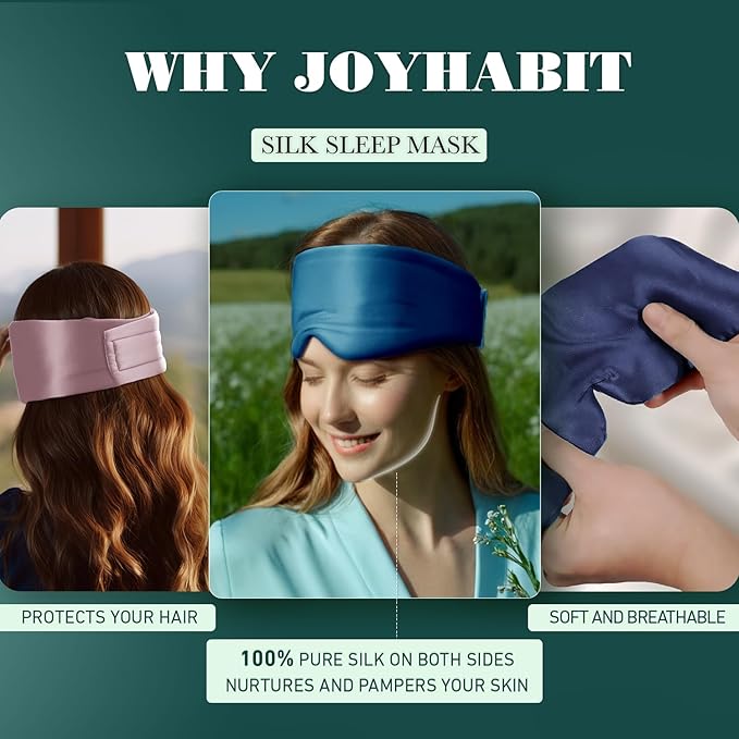 Joyhabit Silk Sleep Mask for Women and Men, Ocean Teal, Luxurious Comfort for Relaxation & Beauty Sleep, Ultra Soft & Breathable, Protects Hair & Skin