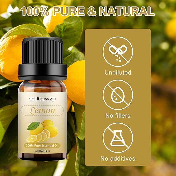 Lemon Essential Oil, Pure Organic Lemon Fragrance Oil for Diffuser, Humidifier, Soap, Candle, Perfume