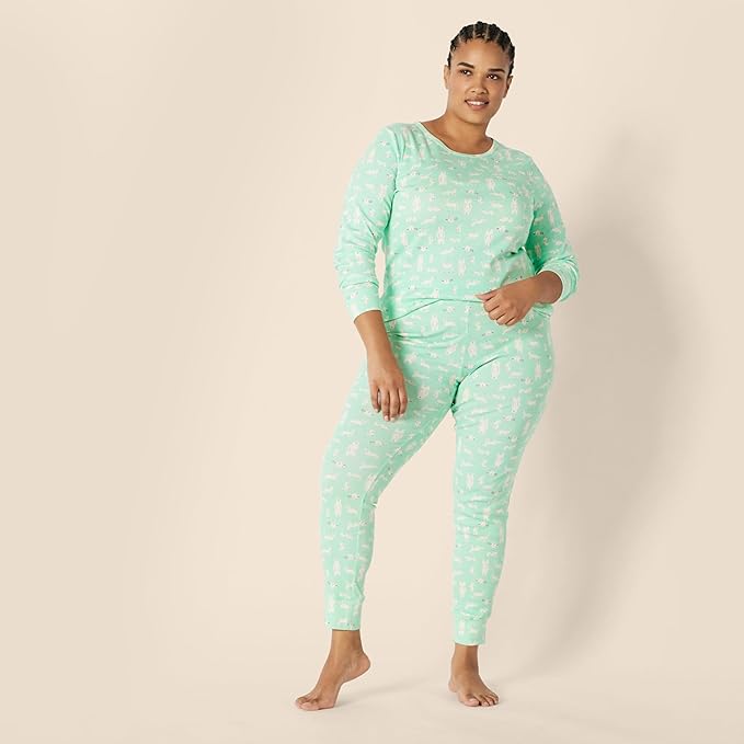 Amazon Essentials Womens Snug-Fit Cotton Sleepwear Pajama Set (Available in Plus Size)