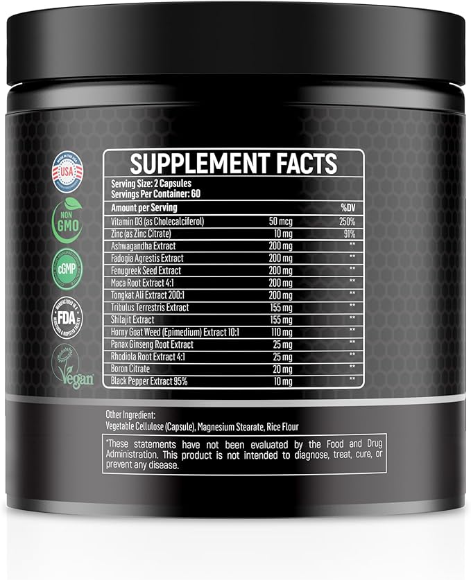 DR. SUNSHINE Forged 14 in 1 Men's Vitality Complex | Shilajit for Men, Energy & Focus Support, Strength, Mood & Recovery with Ashwagandha, Tongkat Ali, Fenugreek Capsules & More | 120 Capsules