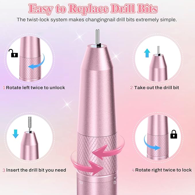 Electric Nail Drill Professional 50000RPM, 2025 Pro Fast Removal Electric Nails Drill, 6000mAh Rechargeable Portable Nail Drill Machine for Acrylic Gel Nails, Manicure Polishing for Salon Home