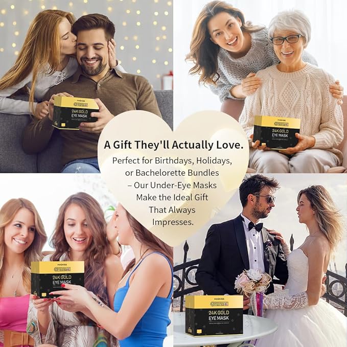 24k Gold Under Eye Patches (8 Pairs), eye mask, Collagen Skin Care Products, Eye Patches for Puffy Eyes, eye masks for dark circles and puffiness