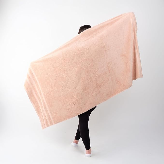 SOFE H&L | Olea Towel Set | 100% Cotton Premium Turkish Towels for Bathroom | Soft, Absorbent, Durable (Blush, Set of 4 - Washcloth)