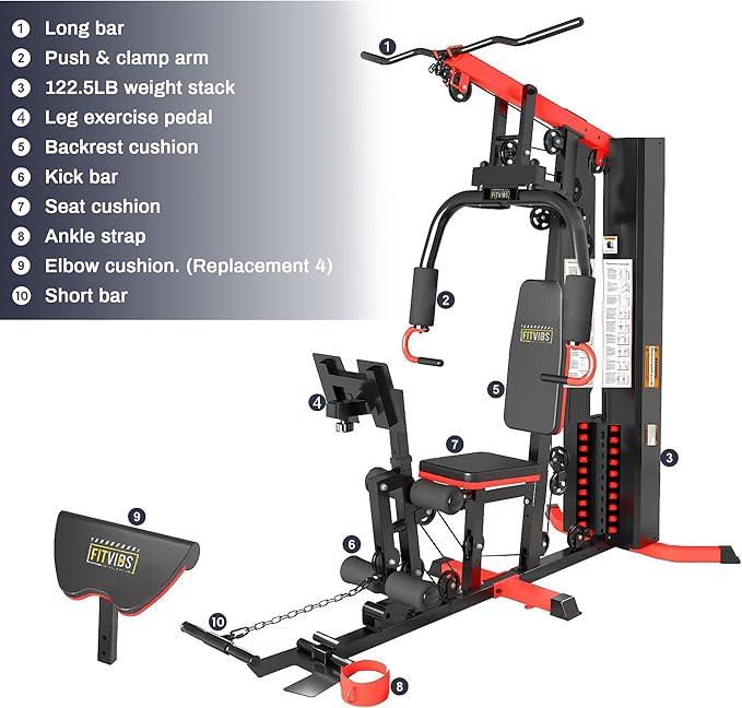 Home Gym, Workout Equipment with Leg Press, Exercise Equipment for Home with Pulley System, Home Gym Equipment for Full Body Strength Training, Preacher Curl and Leg | Multiple Styles