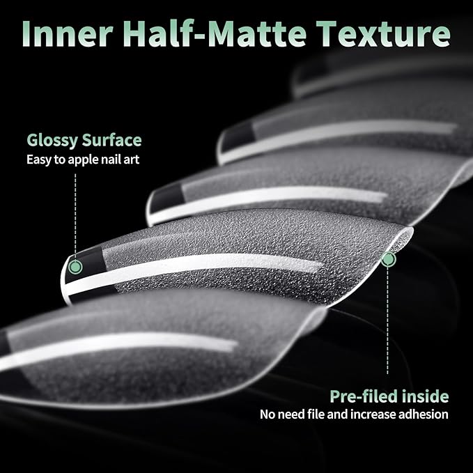 Short Coffin Nail Tips, 216pcs Acrylic Ballerina Soft Fake Nails Gel Nail Tips, Full Cover Pre-Shaped Matte Clear Press on Nails for Extension, Diy at Home Manicure 12 Sizes