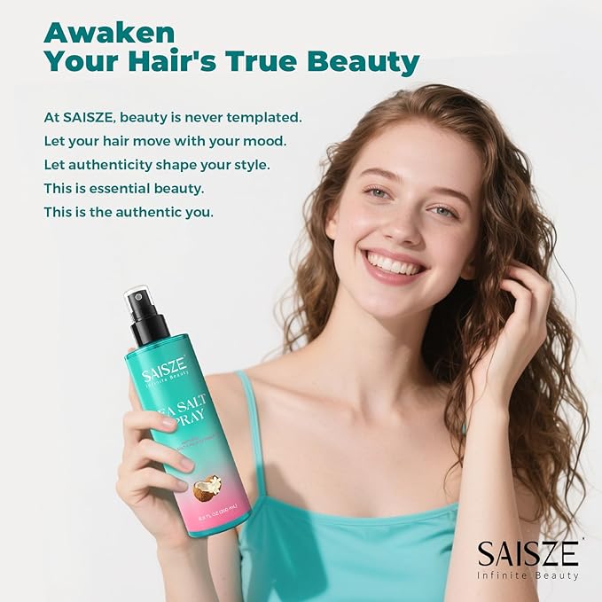 Sea Salt Spray for Women and Men, Travel Essentials, Beach Vacation Essentials, Coconut Volumizing Salt Water Spray, Effortlessly Achieve Beach, Wavy and Curly Hair, 8.8 oz