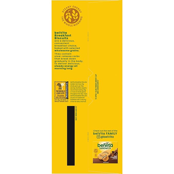 belVita Breakfast Bars Biscuits, Golden Oat, Value Pack, 12 Packs (4 Biscuits Per Pack)