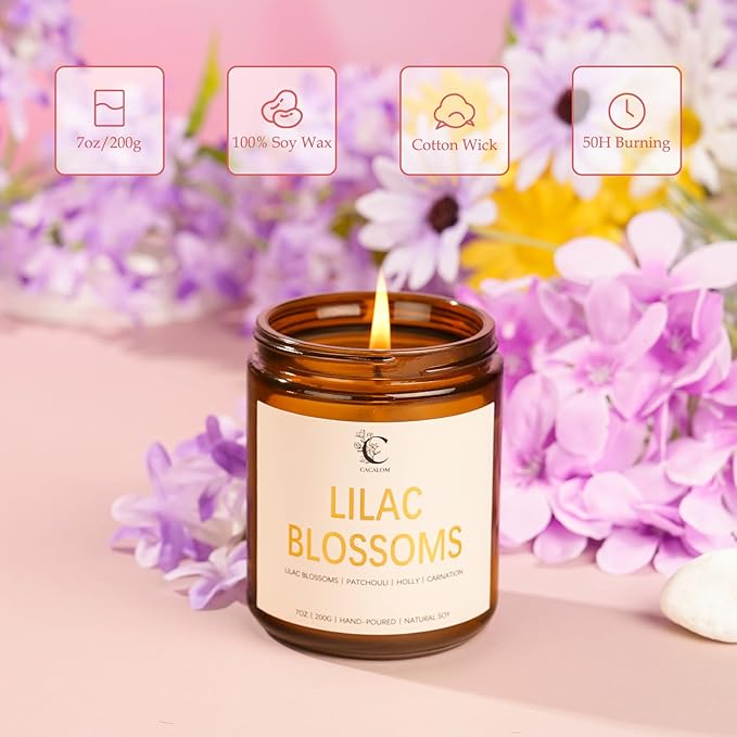 28oz Scented Candles Set, 4Pack Floral Chirstmas Halloween Candles 7oz Candle, Birthday Gifts for Women Long Lasting Soy Wax Candle Non Toxic for Home Decor Aromatherapy, Rose/Lemon/Gardenia/Lilac