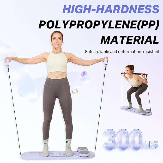 Pilates Board, Pilates Reformer Set with Timer, Multifunctional Abdominal Board Ab Core Trainer Home Workout Equipment