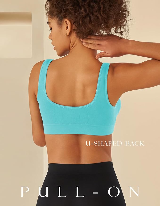 Womens Sports Bras, Yoga Comfort Seamless Stretchy Sports Bra for Women 3 Pack