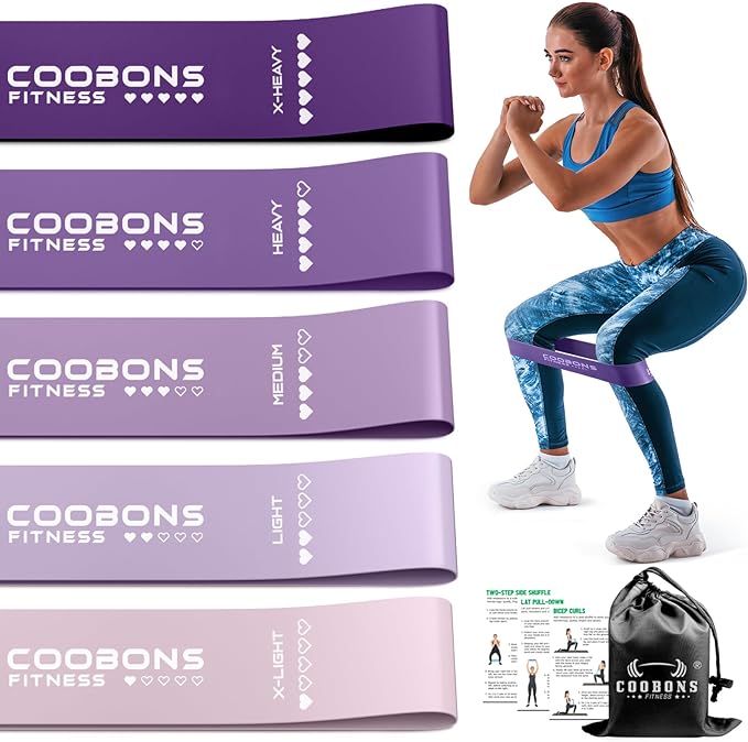 Resistance Bands for Working Out, Exercise Bands Resistance Bands Set with 5 Resistance Levels, Latex Loop Bands for Women Men, Workout Bands for Legs, Glutes, Strength Training, Yoga, Home Gym