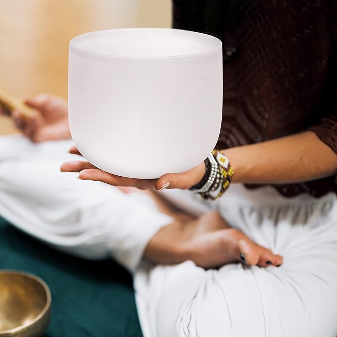 TOPFUND 7" C Note Crystal Singing Bowl Root Chakra with Suede Mallet